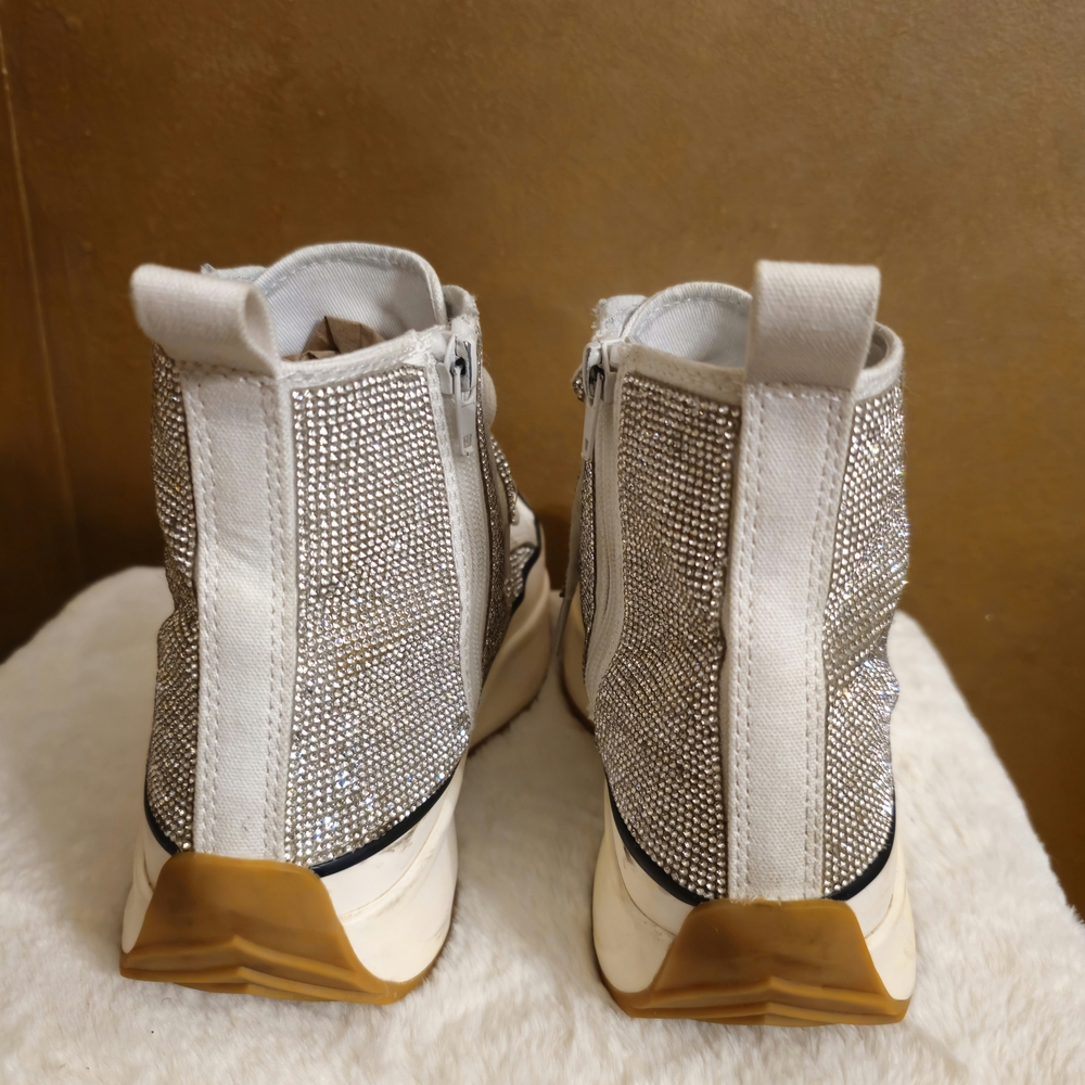 Steve Madden Glittering Silver High-Top Sneakers - Picture 6 of 8